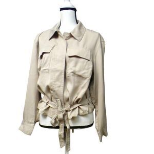 Bar III Trendy Plus Size Cropped Utility Jacket, Naturally Nude, OX- runs small?